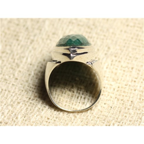 N348 - Bague Argent 925 Aventurine facettée Marquise 34x14mm 