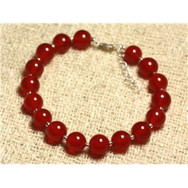 Bracelet Silver 925 and semi precious stone - Carnelian 8mm