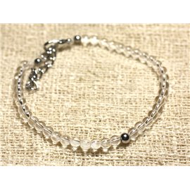 Bracelet Silver 925 and semi precious stone Crystal Quartz 4mm