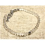 Bracelet Argent 925 et Pierre semi précieuse Cristal Quartz 4mm