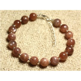 Bracelet 925 Silver and semi-precious stone - Sunstone 8mm