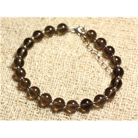 Bracelet 925 Silver and Stone - Smoky Quartz 6mm