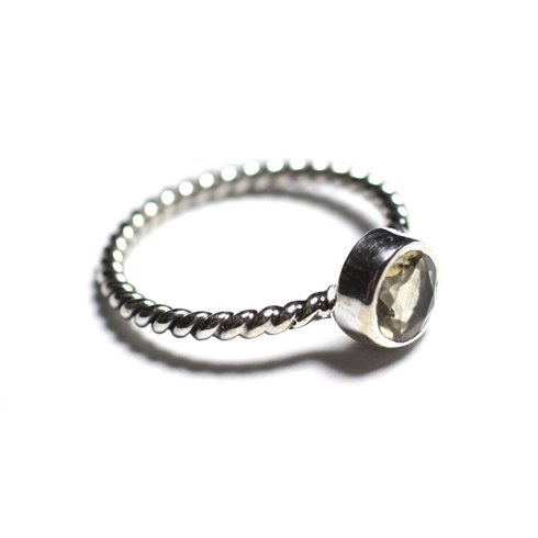 N231 - Bague Argent 925 et Pierre - Citrine 6mm Anneau torsade