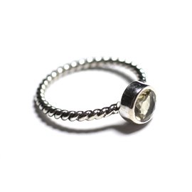 N231 - Bague Argent 925 et Pierre - Citrine 6mm Anneau torsade  N231 - Bague Argent 925 et Pierre - Citrine 6mm Anneau torsade