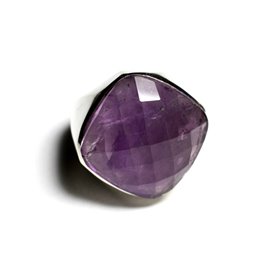 N223 - Bague Argent 925 et Pierre - Améthyste Losange Facetté 23mm  N223 - Bague Argent 925 et Pierre - Améthyste Losange Facetté 23mm
