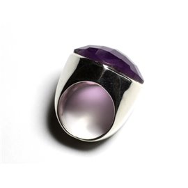 N223 - Bague Argent 925 et Pierre - Améthyste Losange Facetté 23mm  N223 - Bague Argent 925 et Pierre - Améthyste Losange Facetté 23mm
