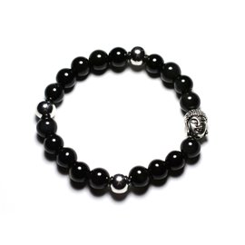 Bracelet Bouddha et Pierre semi précieuse - Obsidienne Arc en Ciel 8mm 