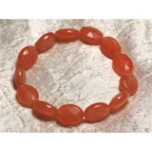 Bracelet Pierre semi précieuse - Jade Orange Ovales Facettés 14x10mm