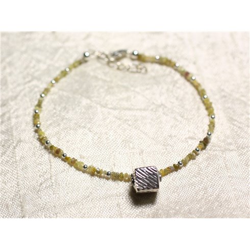 Bracelet Argent 925 et Pierre - Diamant Jaune Brut 1-2mm