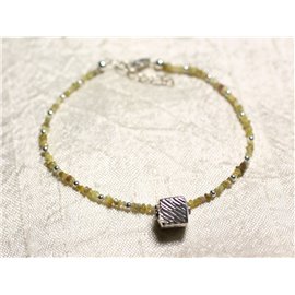 Bracelet Argent 925 et Pierre - Diamant Jaune Brut 1-2mm  Bracelet Argent 925 et Pierre - Diamant Jaune Brut 1-2mm