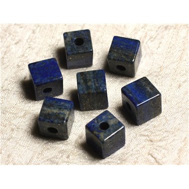 Collier Pendentif Pierre - Lapis Lazuli Cube 15mm Bleu Nuit