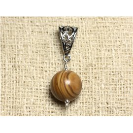 Semi precious stone pendant - Wood Jasper 14mm 