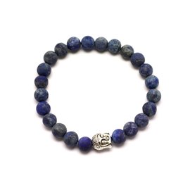 Bracciale Buddha e pietra semipreziosa - Lapislazzuli satinato opaco 8 mm 