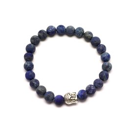 Buddha bracelet and semi precious stone - Lapis Lazuli Matte frosted 8mm 