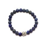 Bracelet Bouddha et Pierre semi précieuse - Lapis Lazuli Mat givré 8mm 