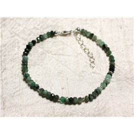Bracelet Argent 925 et Pierre - Emeraude rondelles facettées 3mm  Bracelet Argent 925 et Pierre - Emeraude rondelles facettées 3mm