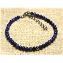 Bracelet Argent 925 et Pierre semi précieuse Sodalite 4mm