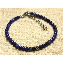 Bracelet 925 Silver and semi-precious stone Sodalite 4mm