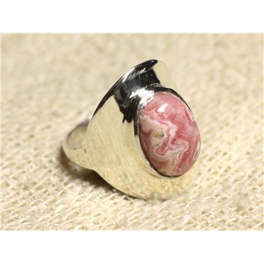 N124 - Bague Argent 925 et Pierre - Rhodochrosite Ovale 14x10mm 