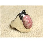 N124 - Bague Argent 925 et Pierre - Rhodochrosite Ovale 14x10mm 