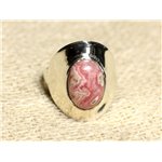 N124 - Bague Argent 925 et Pierre - Rhodochrosite Ovale 14x10mm 