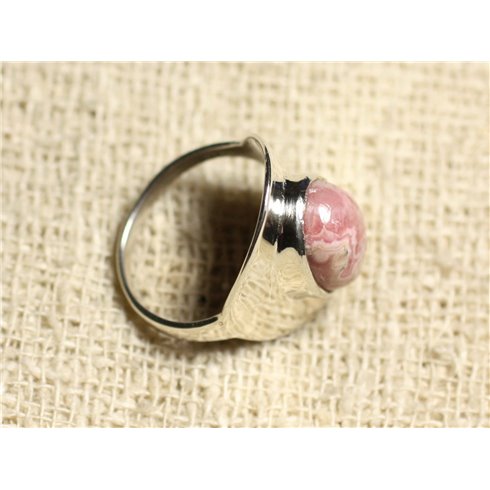 N124 - Bague Argent 925 et Pierre - Rhodochrosite Ovale 14x10mm 