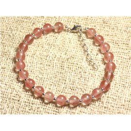 Bracelet 925 Silver and Stone - Cherry Quartz 6mm