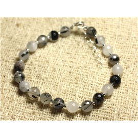 Bracelet 925 Silver and Stone - Faceted Tourmaline Quartz 6mm