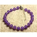 Bracelet Argent 925 et Pierre - Jade Violette 6mm 