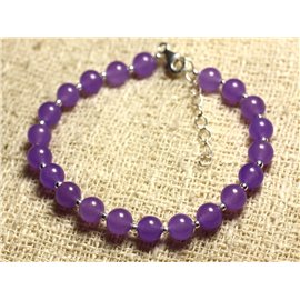 925 Silver and Stone Bracelet - Violet Jade 6mm 