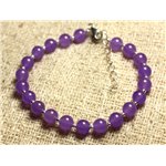 Bracelet Argent 925 et Pierre - Jade Violette 6mm 
