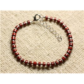 Bracciale in Argento 925 e Pietra - Diaspro Rosso 4x2mm Rondelle 