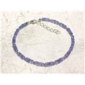 Bracelet Argent 925 et Pierre - Tanzanite rondelles facettées 3x2mm 