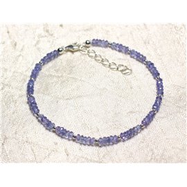 Bracciale Argento 925 e Pietra - Rondelle sfaccettate 3x2mm di tanzanite 