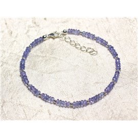 Bracelet Silver 925 and Stone - Tanzanite faceted washers 3x2mm 