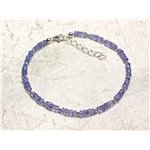 Bracelet Argent 925 et Pierre - Tanzanite rondelles facettées 3x2mm 