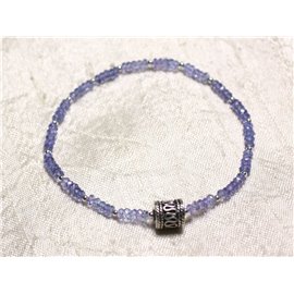 Bracelet Argent 925 et Pierre - Tanzanite rondelles facettées 3x2mm  Bracelet Argent 925 et Pierre - Tanzanite rondelles facettées 3x2mm