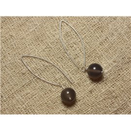 Gray Agate Semi Precious Stone Earrings 