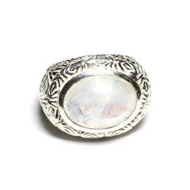 n114 - Anello in argento 925 e pietra - Pietra di luna ovale 16x12mm 