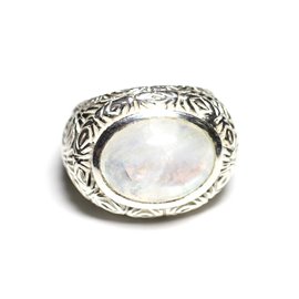 n114 - Ring van 925 zilver en steen - Ovale maansteen 16x12 mm 