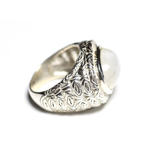 n114 - Bague Argent 925 et Pierre - Pierre de Lune Ovale 16x12mm