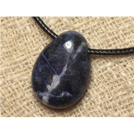 Stone Pendant Necklace - Sodalite Drop 25mm 