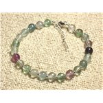 Bracelet Argent 925 et Pierre - Fluorite Verte 6mm