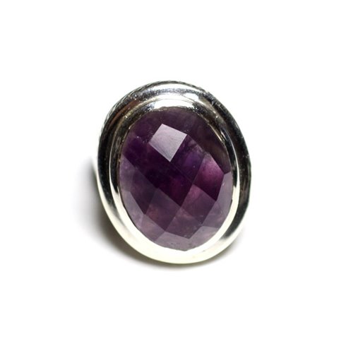 N117 - Bague Argent 925 et Pierre - Améthyste Ovale facetté 20x15mm