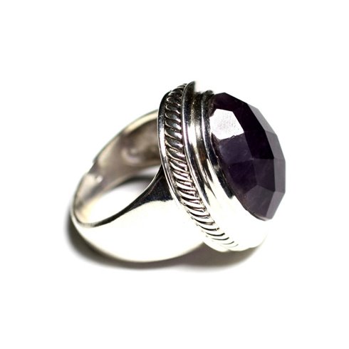 N117 - Bague Argent 925 et Pierre - Améthyste Ovale facetté 20x15mm