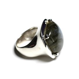 n110 - Bague Argent 925 et Pierre - Labradorite Carré 18mm  n110 - Bague Argent 925 et Pierre - Labradorite Carré 18mm