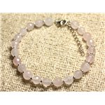 Bracelet Argent 925 et Pierre - Quartz Rose Facetté 6mm