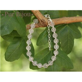 Bracelet Argent 925 et Pierre - Quartz Rose Facetté 6mm Bracelet Argent 925 et Pierre - Quartz Rose Facetté 6mm