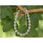 Bracelet Argent 925 et Pierre - Quartz Rose Facetté 6mm