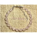 Bracelet Argent 925 et Pierre - Quartz Rose Facetté 6mm